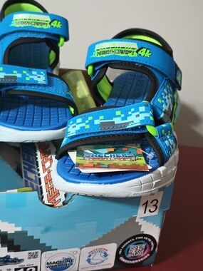 Minecraft - Skechers Kids Blue Mega-Craft 4K Sandals